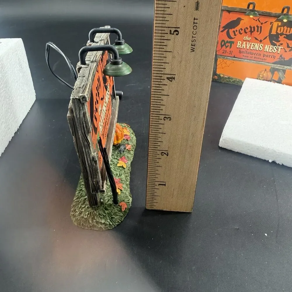 Dept 56 Creepy Town Lit Billboard Lit Accessory Halloween Village Ravens Nest